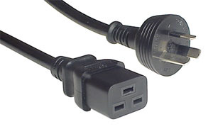 Power Cable 3 Pin Australian Plug To IEC C19 Female 1.8m 15A - 3PIEC19BK2